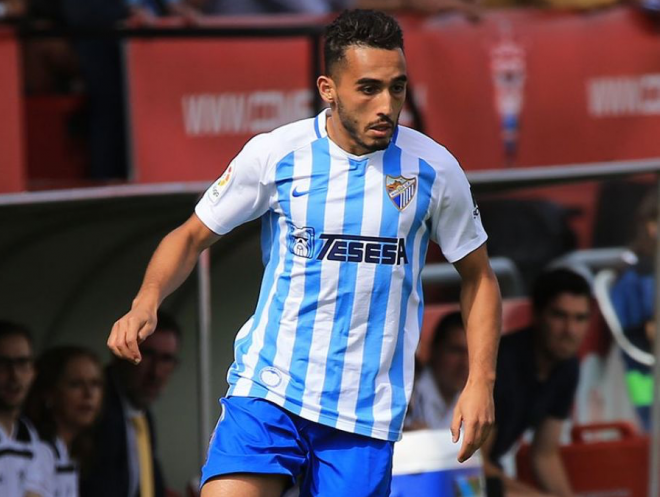 Boulahroud, durante un Mirandés-Málaga (Fotos: LaLiga).