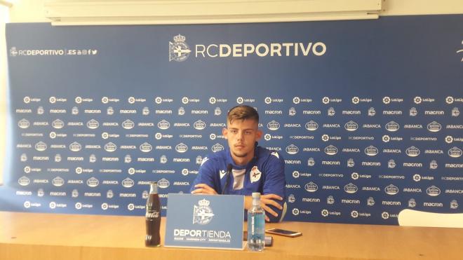 Montero, en la sala de prensa del Deportivo.