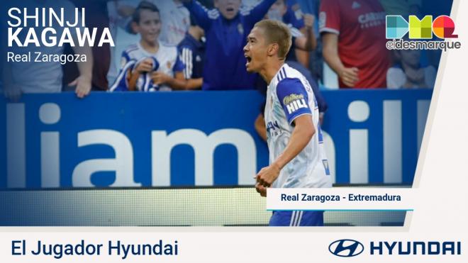 Shinji Kagawa, jugador Hyundai del Real Zaragoza-Extremadura.