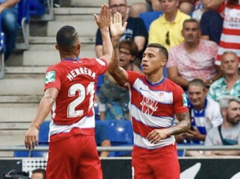 Yangel Herrera festeja su gol en Balaídos.