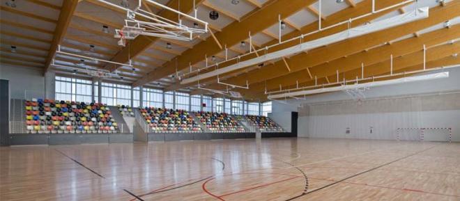 El Polideportivo de Olite donde se celebrará el amistoso entre Bilbao Basket y Joventut.