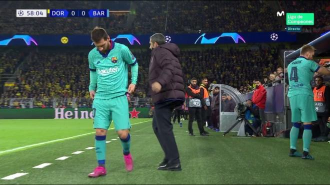 Leo Messi, antes de saltar al césped.