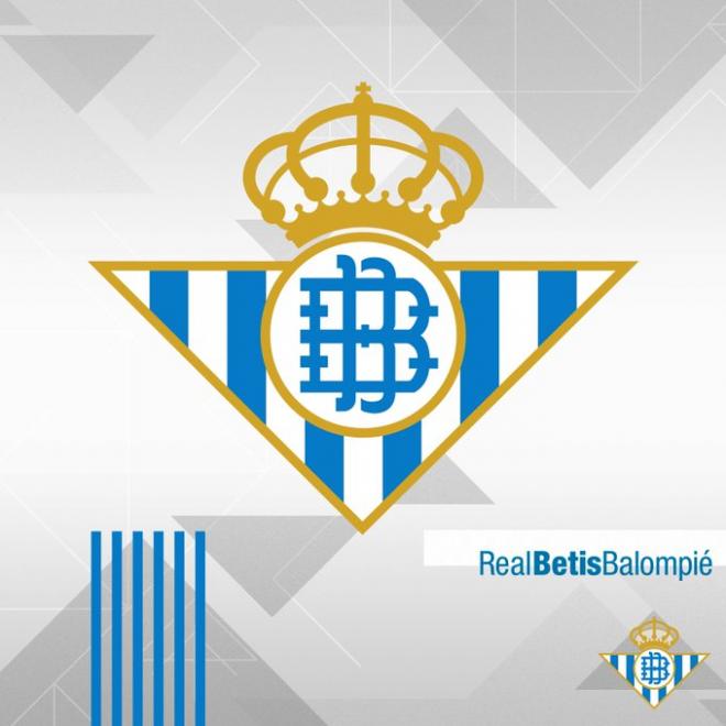 Imagen del escudo del Betis teñido de azul.