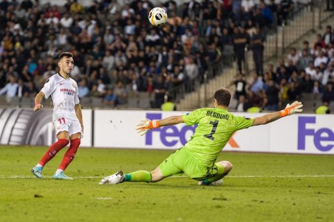 Munir marca su gol ante el Qarabag. (Foto: SFC).