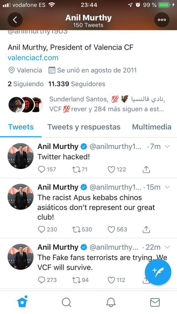 Los tuits de la cuenta de Anil Murthy