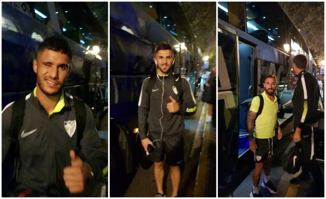 Munir, Sadiku y Cifu, a su llegada a Albacete.