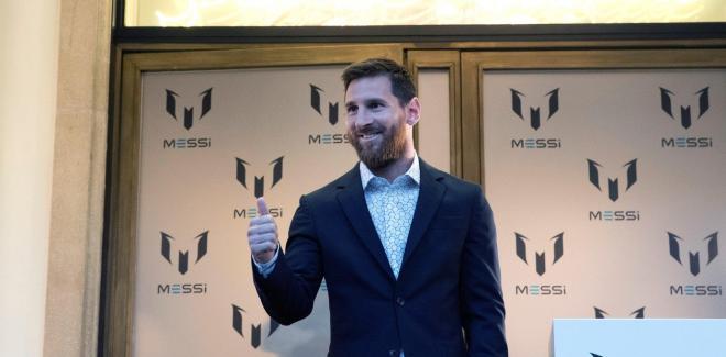 Leo Messi, durante la presentación de su marca de ropa (Foto: EFE).