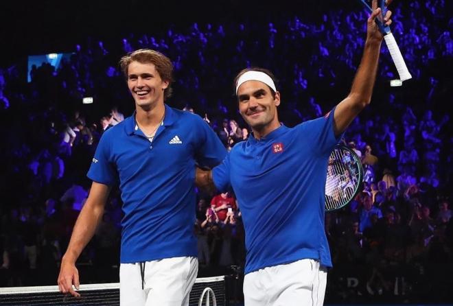 Alexander Zverev y Roger Federer.