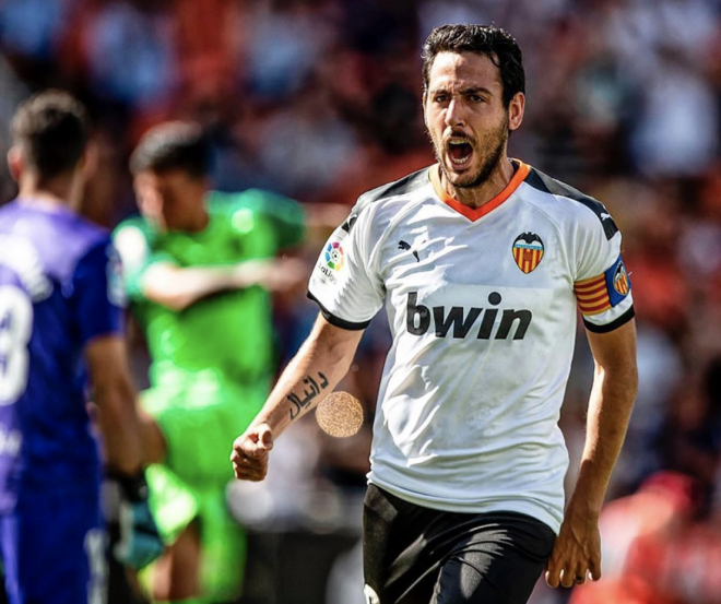 Dani Parejo celebra un gol ante el Leganés (Foto: Lázaro de la Peña / Valencia CF)