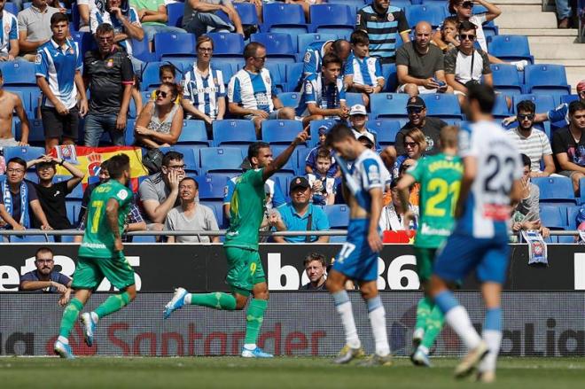 Willian José celebra un gol ante el Espanyol.