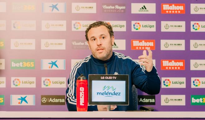 Sergio González, en la sala de prensa del Nuevo Estadio José Zorrilla (Foto: RealValladolid.es).