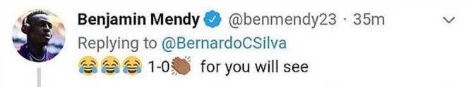 Respuesta de Benjamin Mendy a Bernardo Silva.