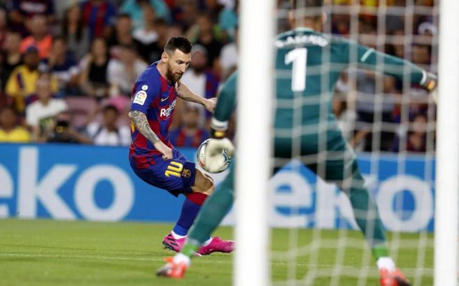 Leo Messi, durante el partido ante el Villarreal (Foto: FCB).