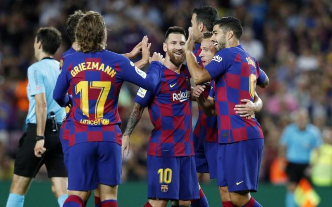 Los jugadores del Barcelona celebran el gol anotado por Arthur ante el Villarreal (Foto: FCB).