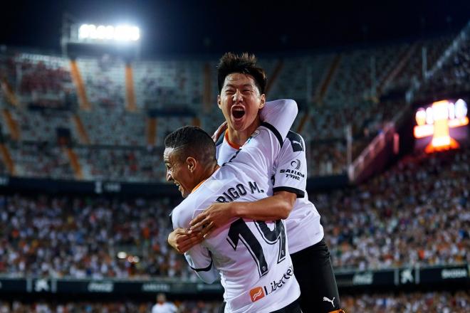 Kangin Lee celebra su gol en el Valencia-Getafe (Foto: UEFA)