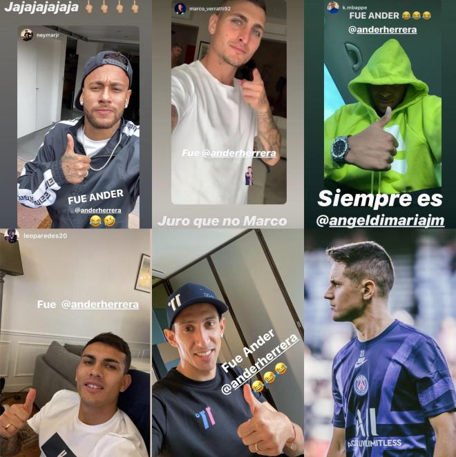 Ander Herrera aguanta la broma en Instagram de varios de sus compañeros en el PSG (Fotos: @anderherrera).