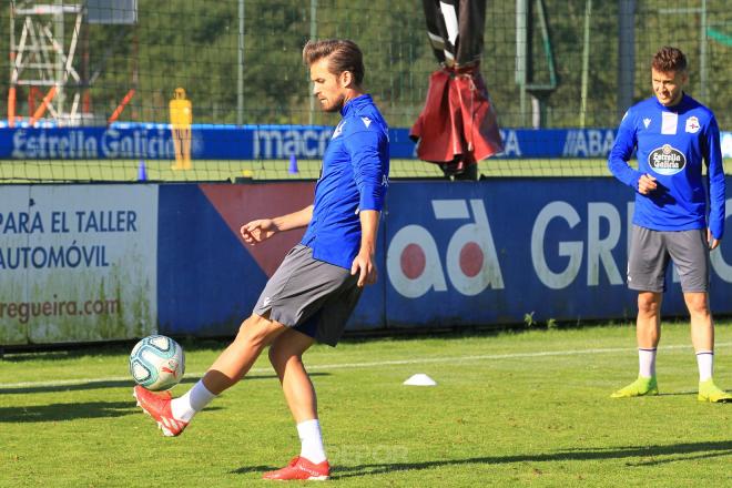 Christian Santos, durante el entrenamiento antes de retirarse (Foto: RCD).