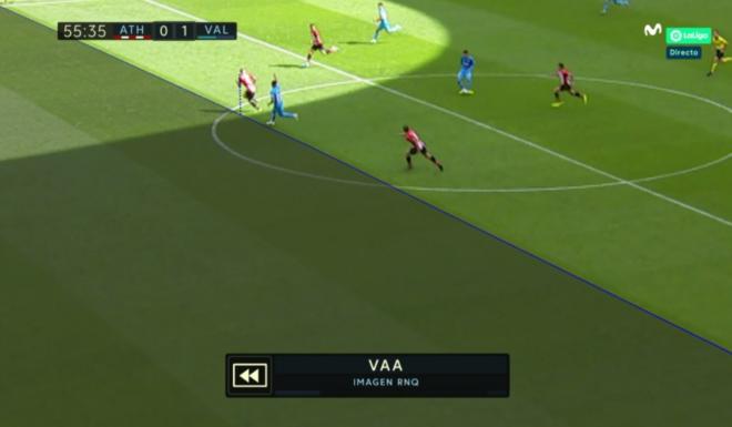 Revisión del VAR del gol del Valencia CF contra el Athletic.