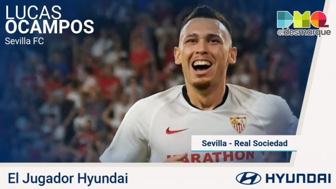 Lucas Ocampos, jugador Hyundai de Sevilla - Real Sociedad.