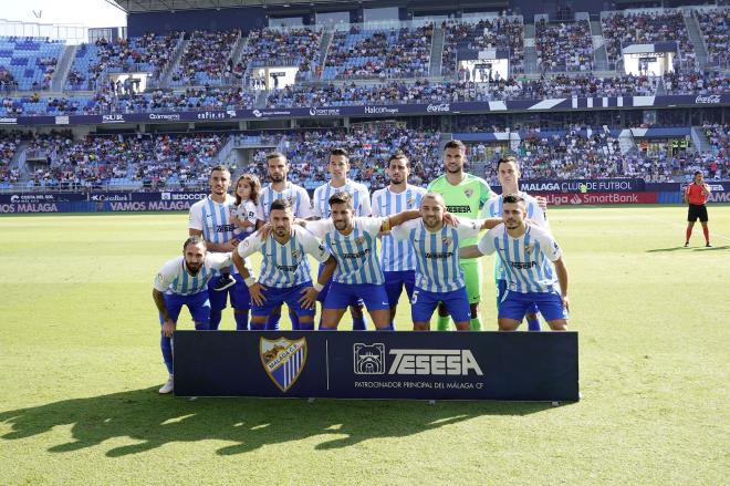 El once del Málaga ante el Sporting.