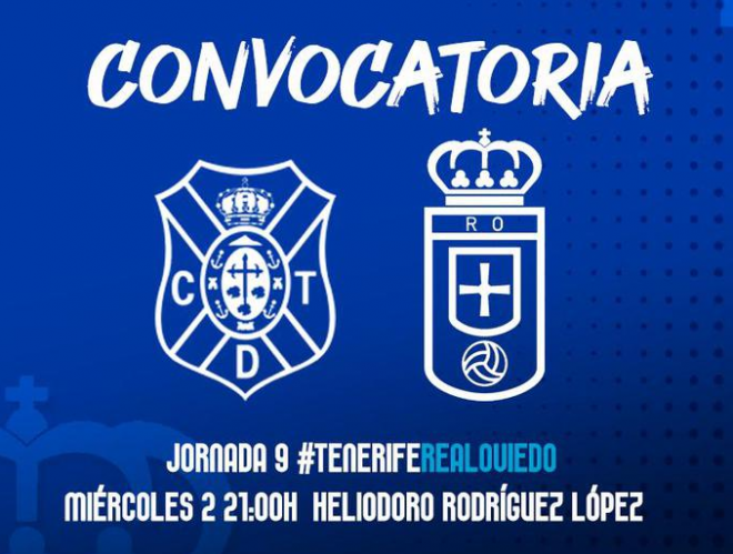 Convocatoria del Oviedo ante el Tenerife.