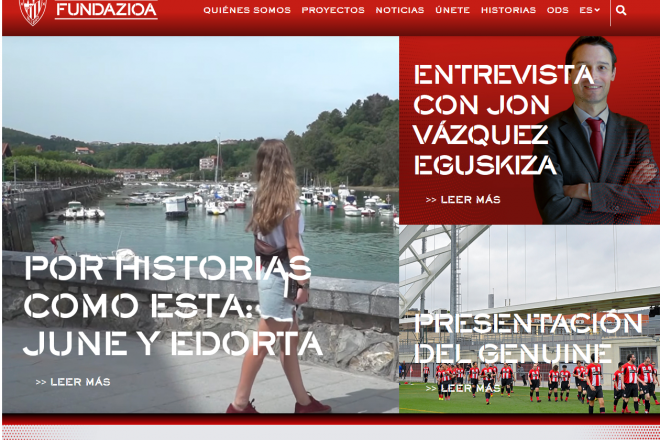 Portada de la nueva web de la Fundación Athletic.