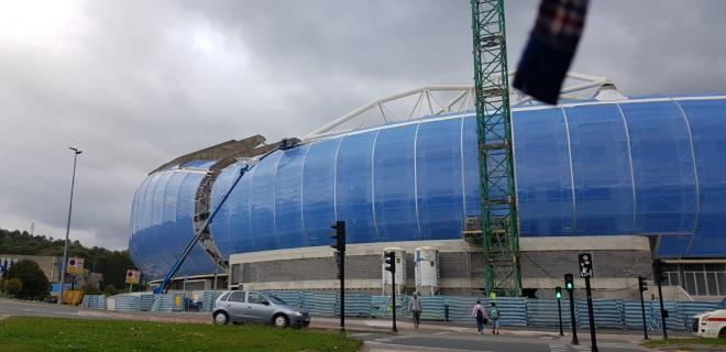 El Reale Arena, durante las obras de remodelación (Foto: DMQ Gipuzkoa).
