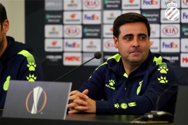 David Gallego, durante su comparecencia pública (Foto: RCDE).