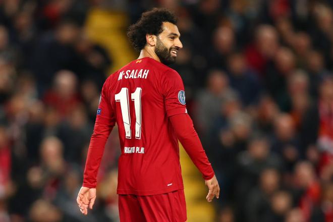 Salah, durante un partido de Champions con el Liverpool.