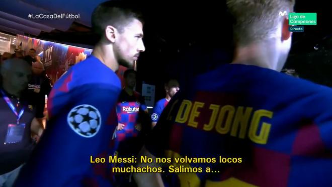 La charla de Leo Messi antes de la segunda mitad.