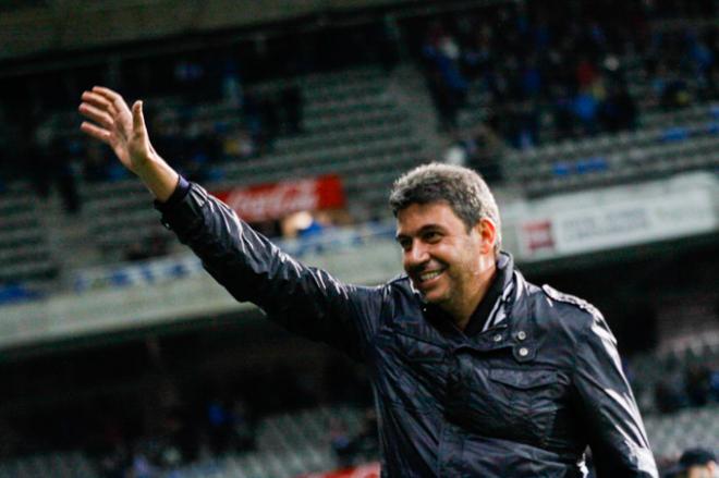 Arturo Elías, durante un partido del Real Oviedo en el Carlos Tartiere (Foto: Laura Caraduje).