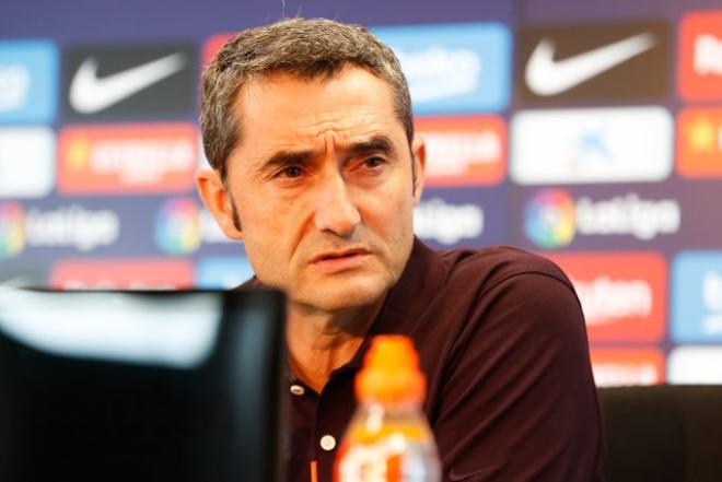 Valverde, entrenador del Barcelona, en la rueda de prensa previa al Sevilla.