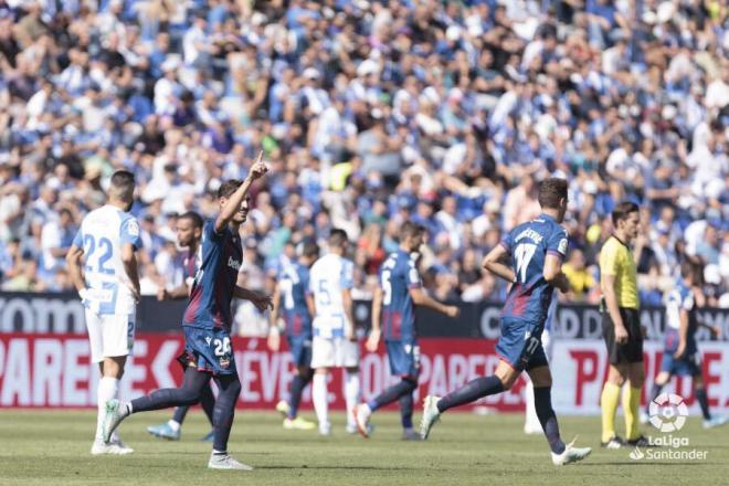 El Levante celebra un gol contra el Leganés. (Foto: LaLiga)