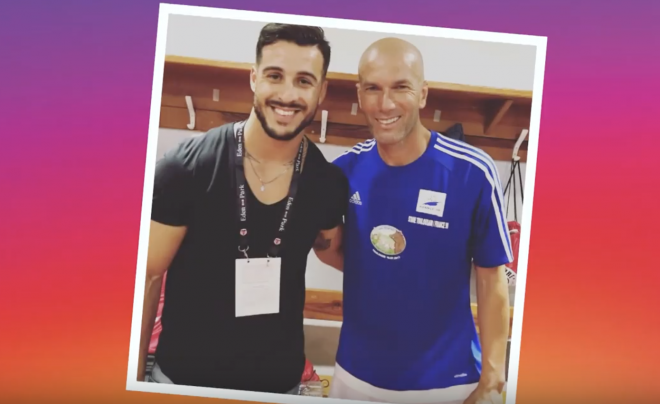 El jugador de rugby Sofiane Guitoune, con Zinedine Zidane.