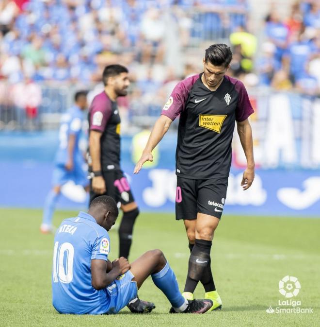 Cristian Salvador, en el Fuenlabrada-Sporting (Foto: LaLiga).