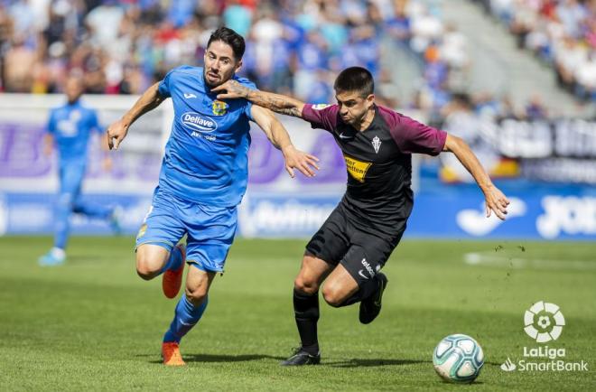 Damián, en el Fuenlabrada-Sporting (Foto: LaLiga).