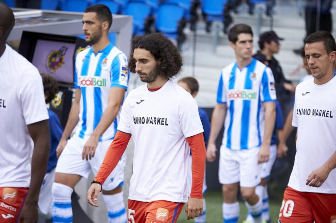 Los jugadores del Getafe salieron con una camiseta en apoyo a Markel Bergara (Foto: LaLiga).