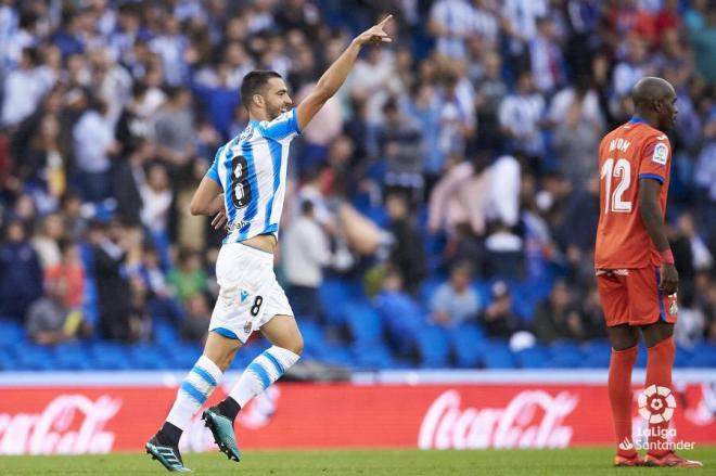Mikel Merino celebra un gol ante el Getafe (Foto: LaLiga).