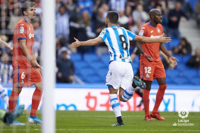 Mikel Merino celebra un gol ante el Getafe (Foto: LaLiga).