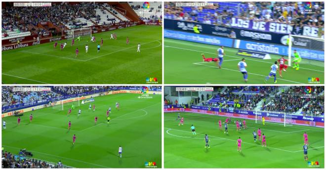 Los cuatro goles en los que el Málaga perdió la marca a la espalda.
