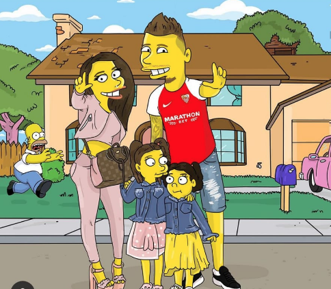 Ocampos y su familia caricaturizada en Los Simpson.
