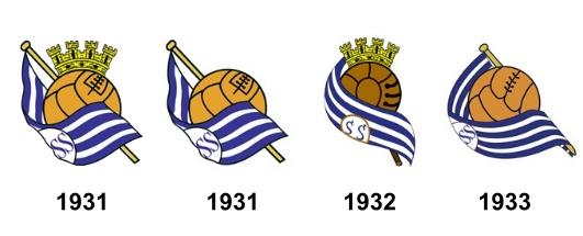 Evolución del escudo de la Real Sociedad durante la II República.