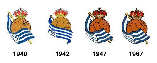 Evolución del escudo de la Real Sociedad durante los años de la dictadura franquista.