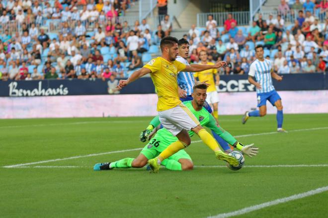 Caye Quintana, en el momento de su único gol con el Cádiz CF, ante el Málaga CF (Foto: CCF).