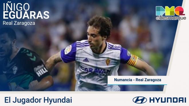 Eguaras, jugador Hyundai del Numancia-Real Zaragoza.