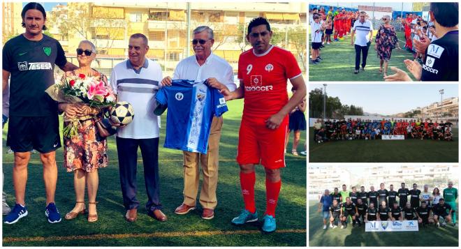 Varias imágenes del homenaje (Fotos: Málaga CF Forever y @LucasRM79).