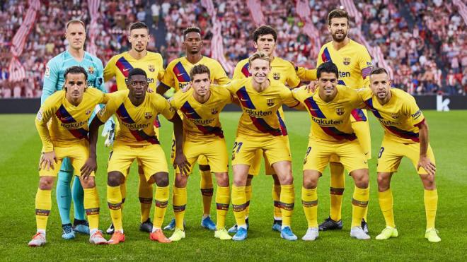 El once inicial del Barcelona en la primera jornada.