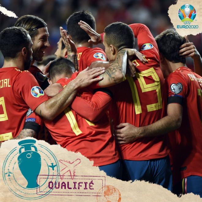España celebra su clasificación para la EURO 2020.