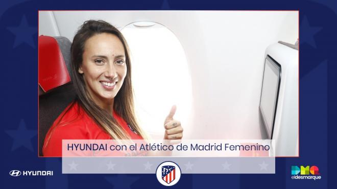 Virginia Torrecilla, durante un viaje del Atlético de Madrid.