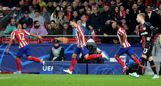 Morata celebra el gol del Atlético de Madrid (Foto: ATM).